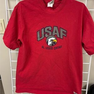 United States Air Force Base in Al Udeid Qatar size medium. Short sleeve. Cotton